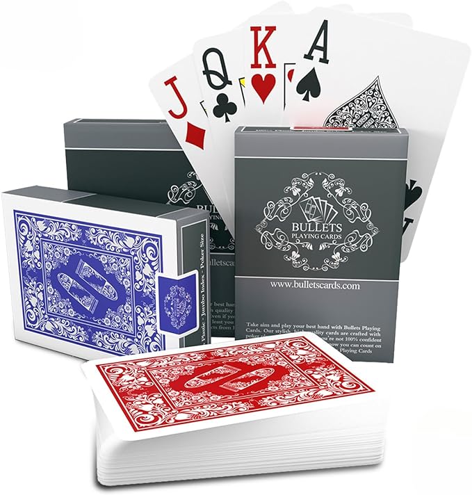 Bullets Playing Cards – Two Decks of Poker Cards – Waterproof Plastic – Easy to Read & Great Feel - Jumbo Index & Two Pips – Professional Playing Cards for Texas Holdem Poker