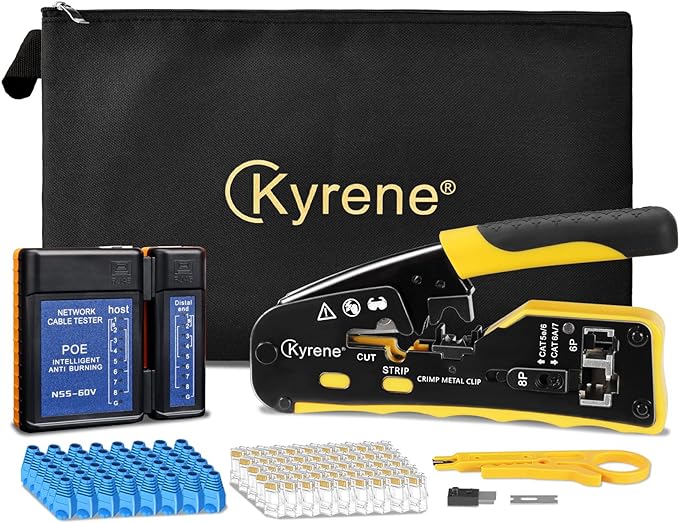 Kyrene Pass Through RJ45 Crimp Tool Kit Cat5 Cat5e Cat6 Crimping Tool Kit