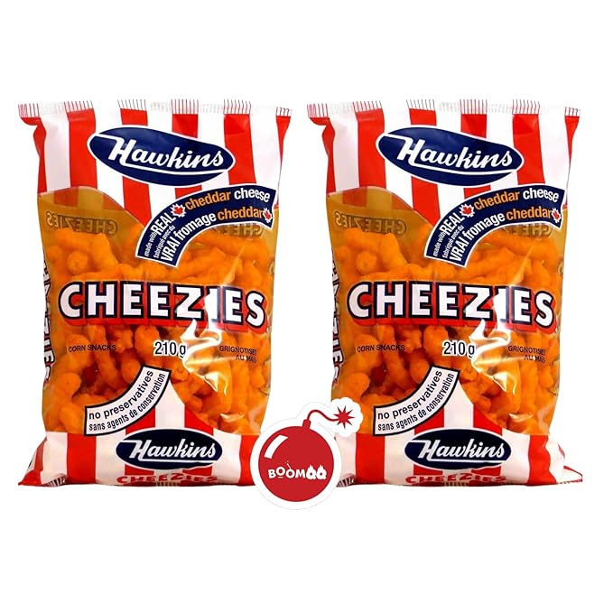 Hawkins Cheezies Canadian Snacks 210g x2pk w BoomQQ Sticker - SiteCrafter